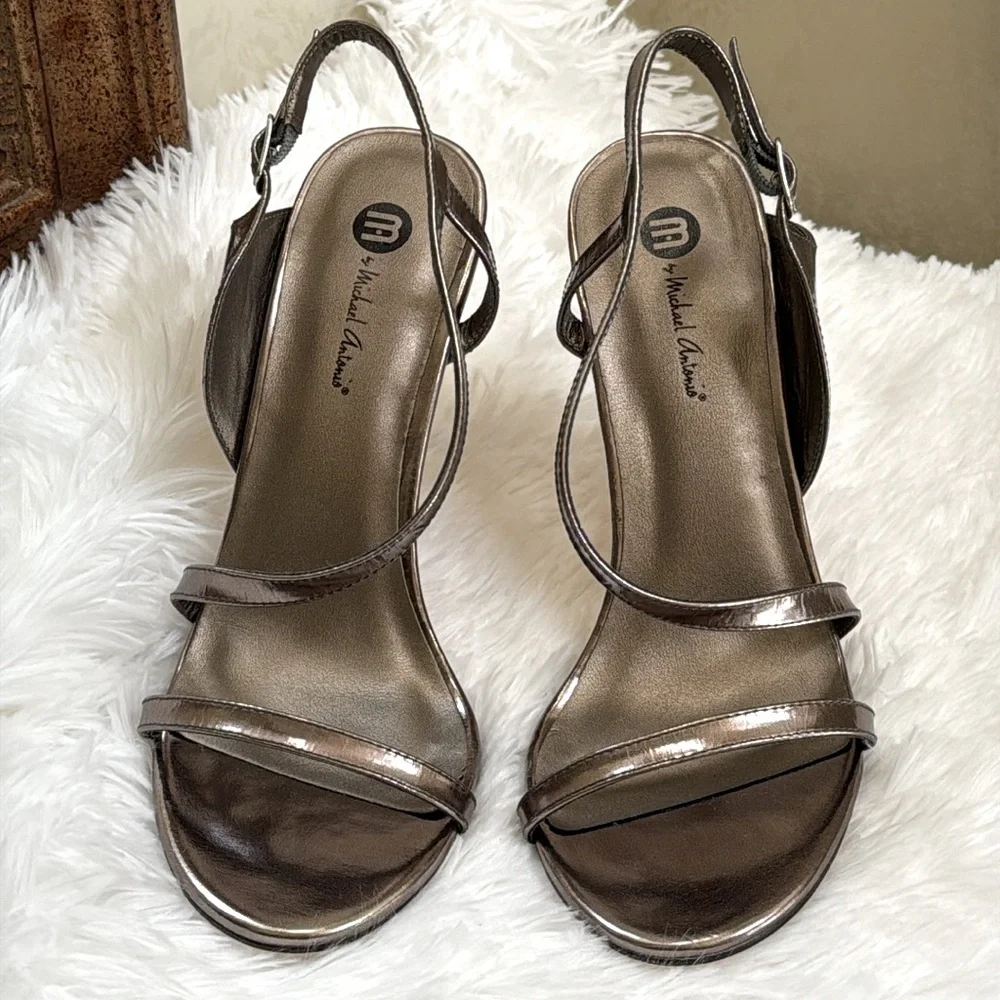 NWOT Michael Antonio Metallic bronze Strappy heeled Sandals.  Size 9. - Picture 10 of 10